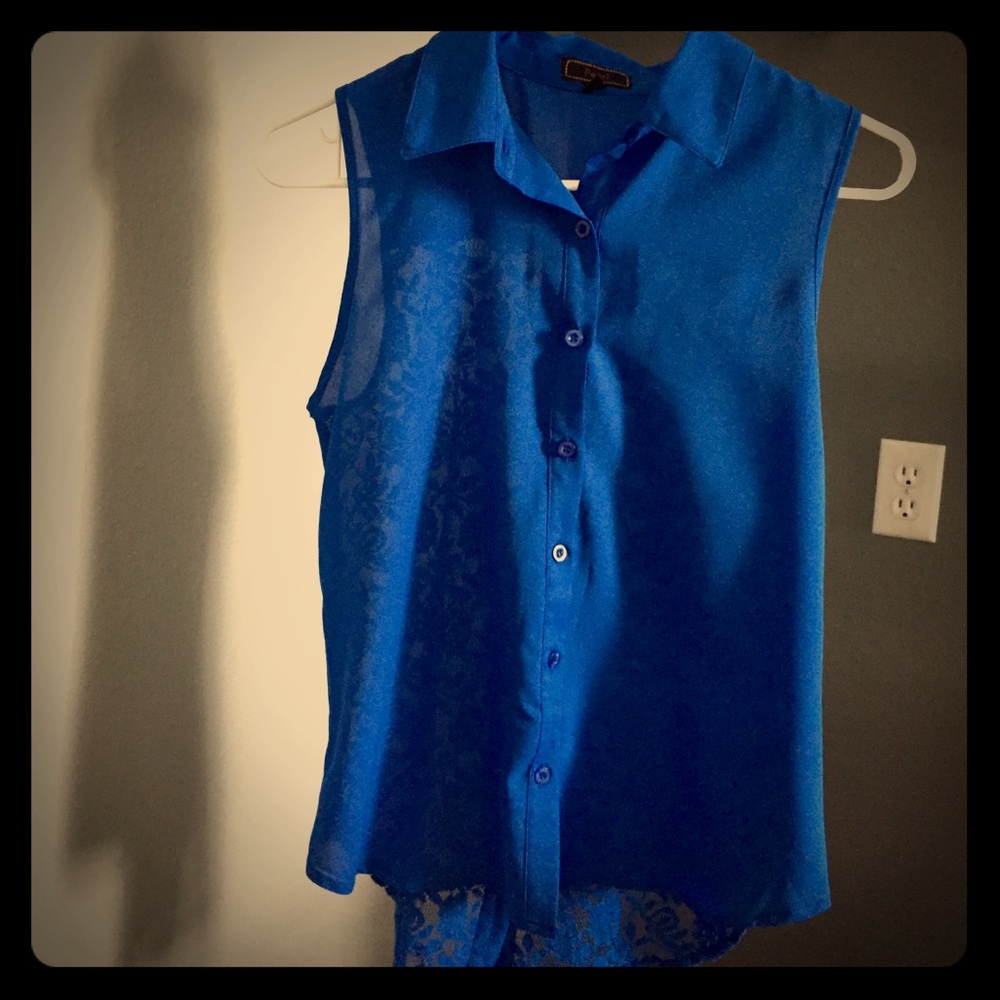 Cobalt blue small chiffon high low tank